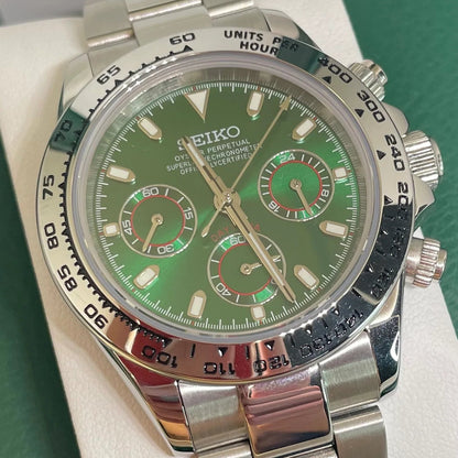 Seiko Daytona Silver Green