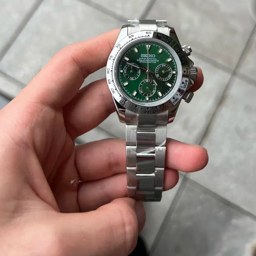 Seiko Daytona Silver Green